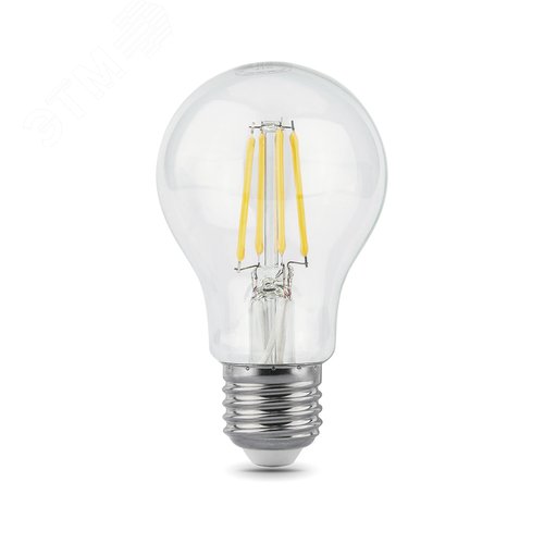 Лампа светодиодная филаментная LED 8 Вт 780 лм 4100К А60 груша нейтральный E27 AC 220В прозрачная колба Black Filament