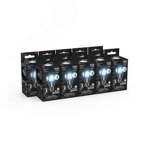 Лампа светодиодная LED 10 Вт 970 Лм 4100К белая Е27 А60 шаг. диммирование Filament Gauss (102802210-S) 4
