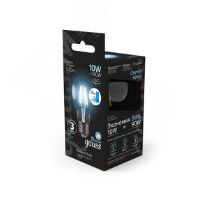 Лампа светодиодная LED 10 Вт 970 Лм 4100К белая Е27 А60 шаг. диммирование Filament Gauss (102802210-S) 6