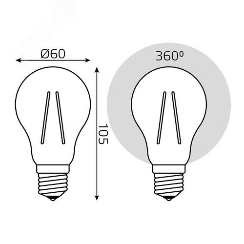 Лампа светодиодная филаментная LED 10 Вт 970 лм 4100К А60 груша нейтральный E27 AC 220В прозрачная колба Black Filament - фото 16