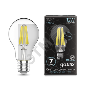 Лампа светодиодная LED 12Вт E27 4100К Filament A60 Graphene Gauss (102802212)