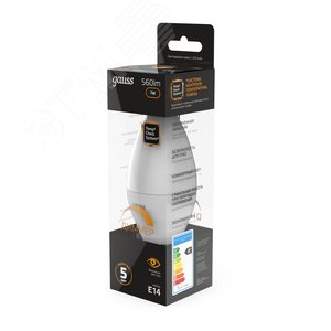 Лампа светодиодная LED 7 Вт 560 лм 3000К свеча теплый E14 AC 220В диммируемая Black 4