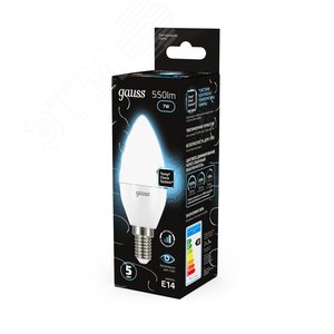 Лампа светодиодная LED 7 Вт 550 Лм 4100К белая E14 Свеча шаг. диммирование Black Gauss (103101207-S) - фото 4