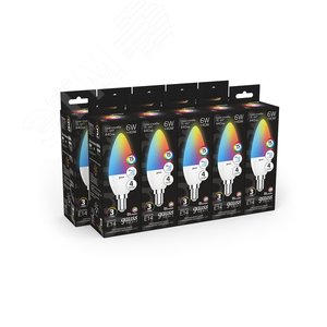 Лампа светодиодная LED 6 Вт 440 лм RGBW свеча E14 AC 220В RGBW и диммирование от пульта Black 3