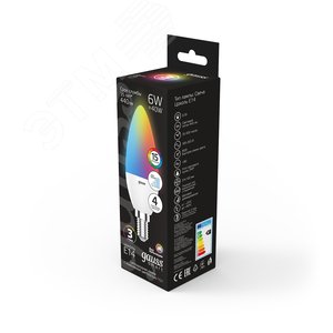 Лампа светодиодная LED 6 Вт 440 лм RGBW свеча E14 AC 220В RGBW и диммирование от пульта Black 4