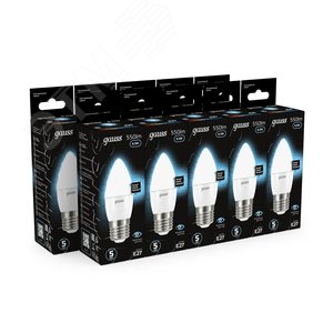 Лампа светодиодная LED 6.5 Вт 550 лм 4100К свеча нейтральный E27 AC 220В Black 12