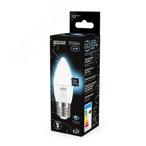 Лампа светодиодная LED 6.5 Вт 550 лм 4100К свеча нейтральный E27 AC 220В Black 13