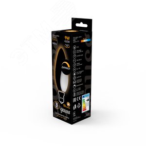 Лампа Filament Свеча 9W 590lm 3000К Е14 milky диммируемая LED 1/10/50 | 103201109-D | Gauss - фото 4