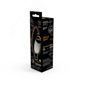 Лампа Filament Свеча 9W 590lm 3000К Е14 milky диммируемая LED 1/10/50 | 103201109-D | Gauss - фото 5
