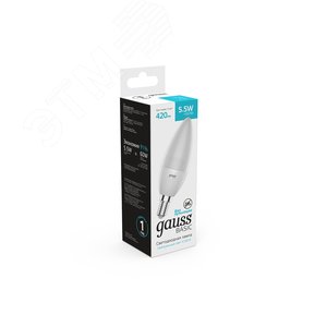 Лампа светодиодная LED 5.5 Вт420 Лм 4100К белая E14 Свеча Basic Gauss (1033126) - фото 5
