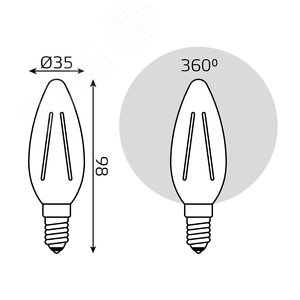 Лампа светодиодная LED 5 Вт 450 Лм 4100К белая Е14 Свеча диммируемая Filament Gauss (103801205-D) - фото 9