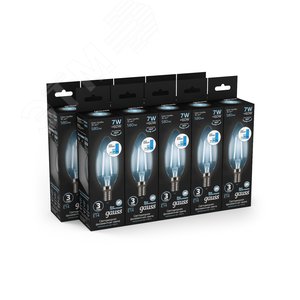 Лампа светодиодная филаментная LED 7 Вт 580 лм 4100К свеча нейтральный E14 AC 220В шаговое диммирование выключателем Black Filament Gauss 3