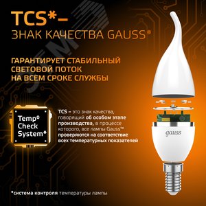 Лампа светодиодная LED 6.5 Вт 520 лм 3000К свеча на ветру теплый E14 AC 220В Black 10
