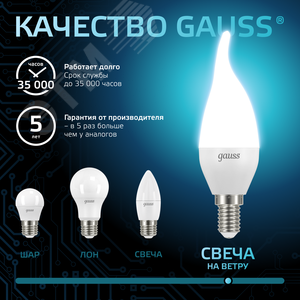 Лампа светодиодная LED 6.5 Вт 550 лм 4100К свеча на ветру нейтральный E14 AC 220В Black 7