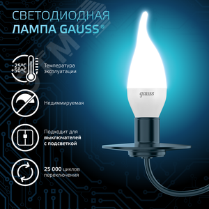 Лампа светодиодная LED 9.5 Вт 950 лм 4100К свеча на ветру нейтральный E14 AC 220В Black 5