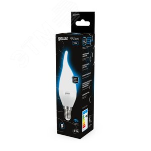 Лампа светодиодная LED 9.5 Вт 950 Лм 6500К холодная E14 Свеча на ветру Black Gauss (104101310) - фото 14