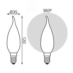 Лампа Filament Свеча на ветру 9W 610lm 4100К Е14 milky LED 1/10/50 | 104201209 | Gauss - фото 7