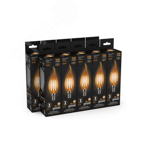 Лампа светодиодная LED 5 Вт 400 Лм 2700К теплая Е14 Свеча на ветру golden Filament Gauss (104801005) - фото 3