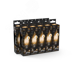 Лампа светодиодная филаментная LED 7 Вт 550 лм 2700К AC185-265В E14 свеча теплая шаговое диммирование выключателем Black Filament Gauss 5