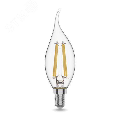Лампа светодиодная филаментная LED 11 Вт 810 лм 2700К свеча на ветру теплый E14 AC 220В прозрачная колба Black Filament - Gauss