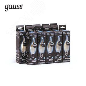 Лампа светодиодная LED 5 Вт 450 Лм 4100К белая Е14 Свеча на ветру диммируемая Filament Gauss (104801205-D) - фото 3