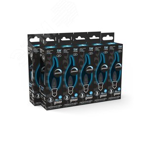 Лампа светодиодная LED 5 Вт 450 Лм 4100К белая Е14 Свеча на ветру диммируемая Filament Gauss (104801205-D) - фото 4