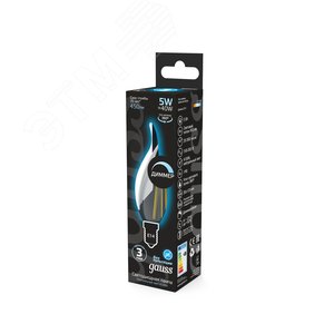 Лампа светодиодная LED 5 Вт 450 Лм 4100К белая Е14 Свеча на ветру диммируемая Filament Gauss (104801205-D) - фото 5