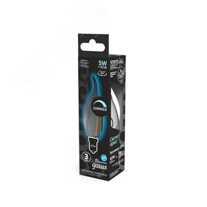 Лампа светодиодная LED 5 Вт 450 Лм 4100К белая Е14 Свеча на ветру диммируемая Filament Gauss (104801205-D) - фото 6