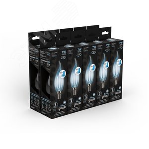 Лампа светодиодная филаментная LED 7 Вт 580 лм 4100К свеча на ветру нейтральный E14 AC 220В шаговое диммирование выключателем Black Filament Gauss 3