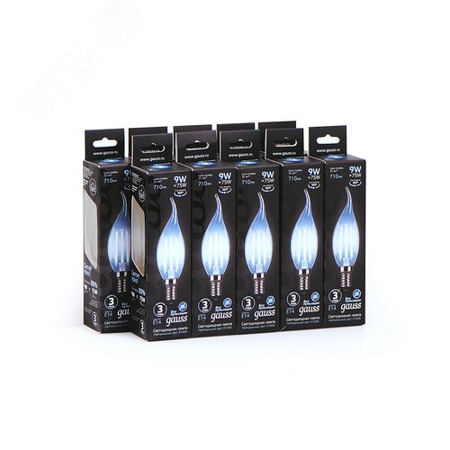 Лампа светодиодная филаментная LED 9 Вт 710 лм 4100К свеча на ветру нейтральный E14 AC 220В прозрачная колба Black Filament 11