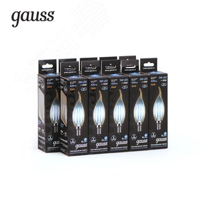Лампа светодиодная LED 5 Вт 420 Лм 4100К белая Е14 Свеча на ветру golden Filament Gauss (104801805) 3
