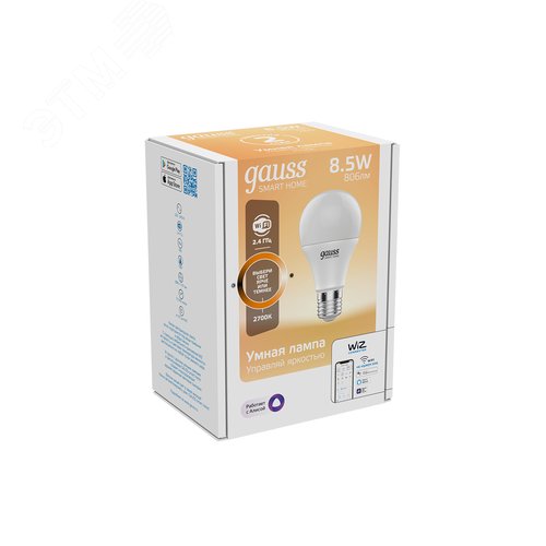 Лампа светодиодная умная SMD LED 8.5 Вт 806 лм 2700К E27 AC 220В IP20 диммируемая управление по Wi-Fi Smart Home 4