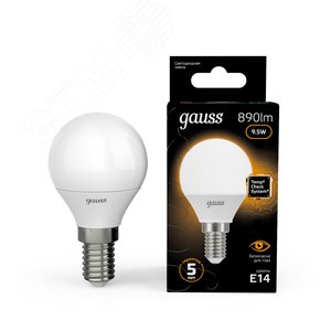 Лампа светодиодная LED 9.5 Вт 890 Лм 3000К теплая Е14 Шар Black Gauss (105101110) 11