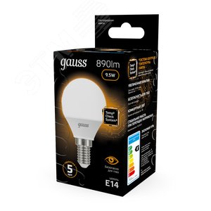 Лампа светодиодная LED 9.5 Вт 890 Лм 3000К теплая Е14 Шар Black Gauss (105101110) 13