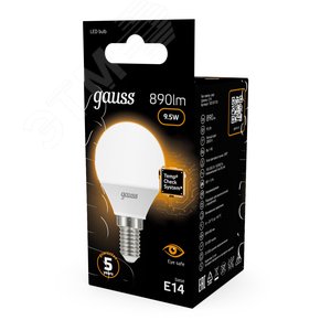 Лампа светодиодная LED 9.5 Вт 890 Лм 3000К теплая Е14 Шар Black Gauss (105101110) 14