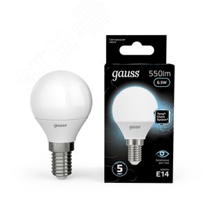 Лампа светодиодная LED 6.5 Вт 550 лм 4100К шар P45 нейтральный E14 AC 220В Black 11