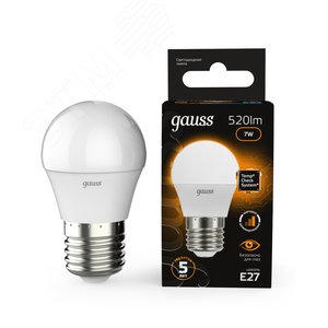 Лампа светодиодная LED 7 Вт 520 Лм 3000К теплая Е27 Шар шаг. диммирование Black Gauss (105102107-S) 2