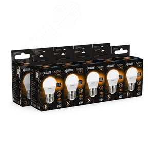 Лампа светодиодная LED 7 Вт 520 Лм 3000К теплая Е27 Шар шаг. диммирование Black Gauss (105102107-S) 3