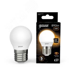 Лампа светодиодная LED 9.5 Вт 890 лм 3000К шар P45 теплый E27 AC 220В Black 11