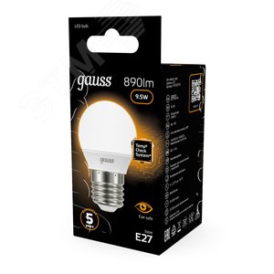 Лампа светодиодная LED 9.5 Вт 890 лм 3000К шар P45 теплый E27 AC 220В Black 14