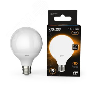 Лампа светодиодная LED 16 Вт 1480 лм 3000К шар G95 теплый E27 AC 220В Black 10