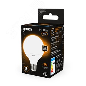 Лампа светодиодная LED 16 Вт 1480 лм 3000К шар G95 теплый E27 AC 220В Black 11