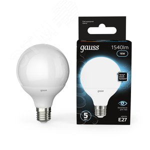 Лампа светодиодная LED 16 Вт 1540 лм 4100К шар G95 нейтральный E27 AC 220В Black 10