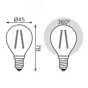Лампа светодиодная Basic Filament Шар 5,5W 530lm 4100К Е14 LED (3 лампы в упаковке) 1/20 | 1051126T | Gauss - фото 6
