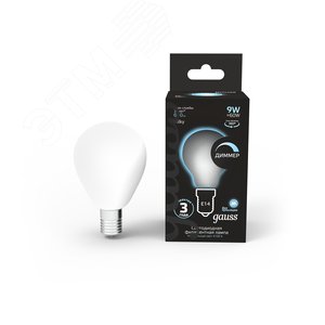 Лампа Filament Шар 9W 610lm 4100К Е14 milky диммируемая LED 1/10/50 | 105201209-D | Gauss - фото 2