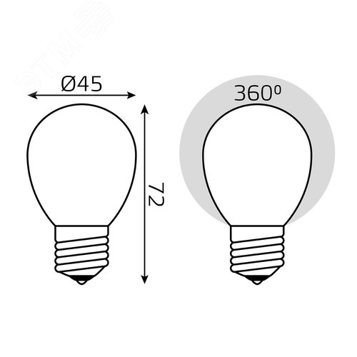 Лампа Filament Шар 9W 590lm 3000К Е27 milky диммируемая LED 1/10/50 | 105202109-D | Gauss - фото 6