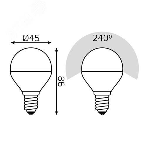 Лампа светодиодная LED 7 Вт 470 лм 3000-6500К шар P45 E14 AC 220В изменяемая цветовая температура Basic - фото 16