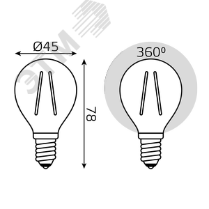 Лампа светодиодная Black LED Filament Шар E14 7W 550lm 2700K step dimmable | 105801107-S | Gauss 5