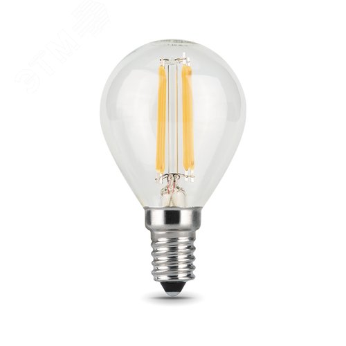 Лампа светодиодная филаментная LED 11 Вт 810 лм 2700К шар P45 теплый E14 AC 220В прозрачная колба Black Filament