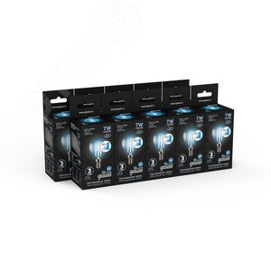 Лампа светодиодная филаментная LED 7 Вт 580 лм 4100К шар P45 нейтральный E14 AC 220В шаговое диммирование выключателем Black Filament Gauss 4